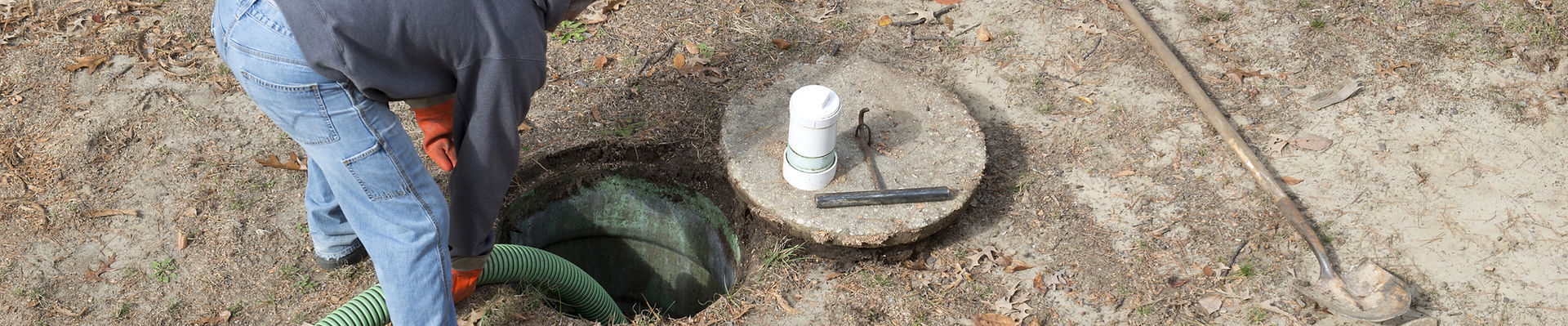 Septic technician at work